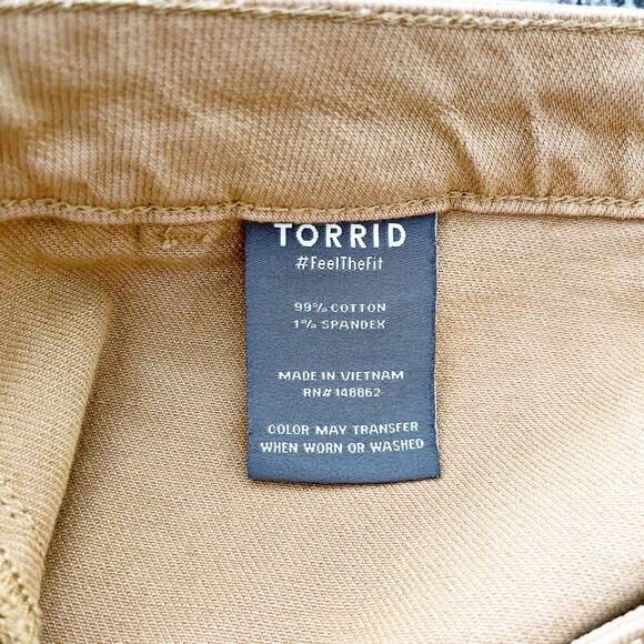 Torrid High-Rise Mom Straight Tan Jeans with Frayed Hems - Picture 9 of 10